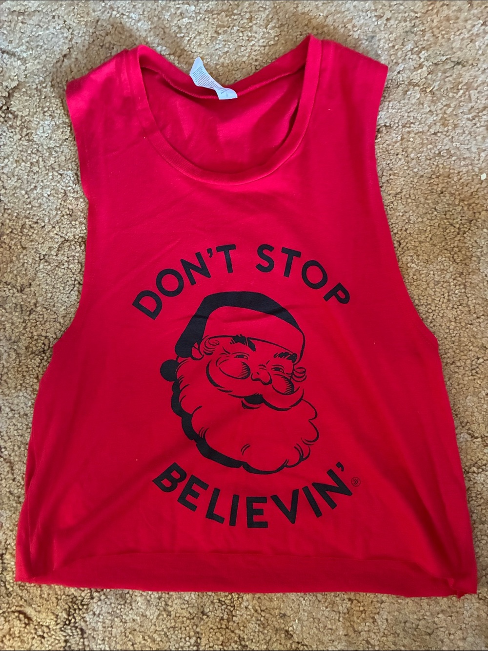 Bella Canvas Red Crop Tank with Black Santa Graphic